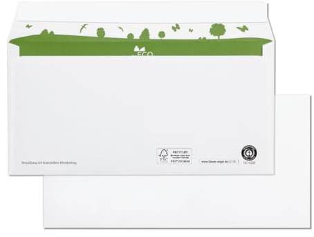 beECO Briefumschläge ohne Fenster DIN lang (500 Stk.) haftklebend - 80g/m²