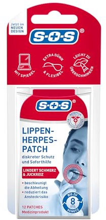 SOS Lippen Herpes Patch | Lippenherpes Bläschen | diskrete Herpes Pflaster: fast unsichtbar + bis 8h Schutz | Brennen & Juckreiz lindern 12 Patches