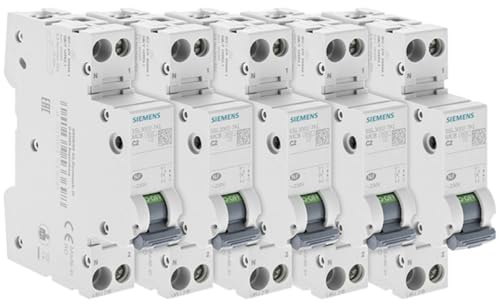 SIEMENS - Lot De 5 Disjoncteurs Électriques Phase + Neutre 2A