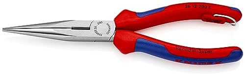 Knipex Pinza per Meccanica - con Becchi Mezzotondi con Tronchese (Pinza a Becchi di Cicogna) Bonderizzata Nera, Incorporato per Agganciare Una Protezione Anticaduta 200 Mm 26 12 200 T