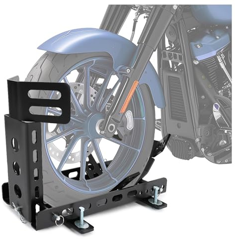 ECOTRIC Motorcycle Wheel Chock Trailer 3000lb Capacity, Adjustable Motorcycle Front Tire Stand Chock for Trailer Truck Garage Fit for Most Crusier Sports Dirt Bikes Tire Size 14-22 Wheels