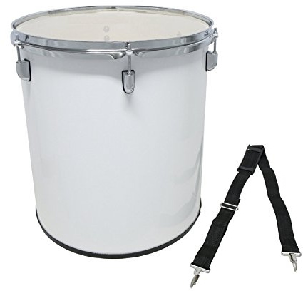 GEWA Marching Drum, Marschtrommel, Surdo 16 x 16 Holzkessel weiß, inkl. Trageriemen