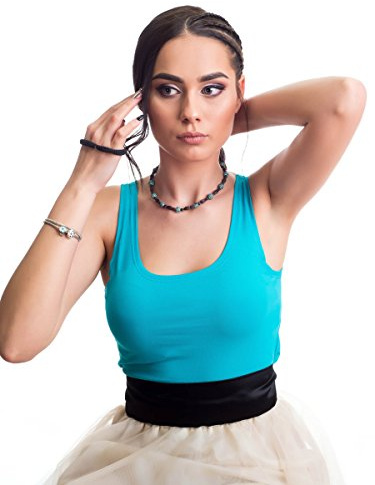 Evoni Damenbody l Damen Overall Bodysuit mit Rundhals l breite Träger l Verschluß-Haken l Unterzieh-Body mit optimaler Passform l sportlicher Damen-Body