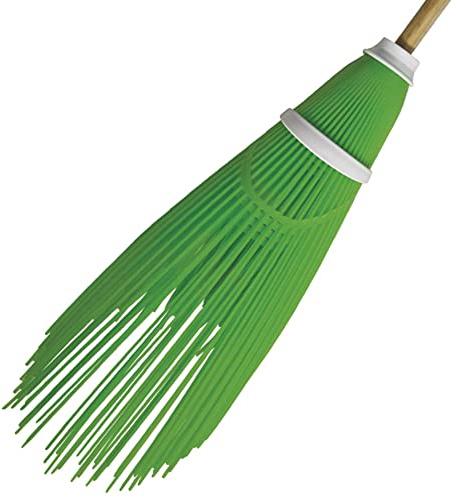 VERDELOOK Escoba de PVC para exteriores, 60 cm de altura, verde, para la limpieza de jardines y exteriores