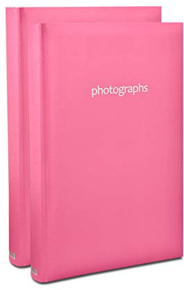ARPAN Memo Slip In Photo Album – 300 Photo Album with Writing Space, CD/DVD Page & Index – Large 6x4 Photo for Memories, Holds 300 Photos – Perfect Photo Albums 6x4 300 Photos Slip In (Pink)