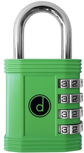 Padlock 4 Digit Combination Lock - for Gym School Locker, Outdoor Gate, Shed, Fence, and Storage - Weatherproof Metal - Keyless, Easy to Set, Resettable - Green