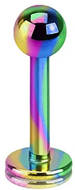 Piercingfaktor Piercing Stab Stecker Lippenpiercing Lippe Monroe Labret Lippen Ohr Tragus Helix Stud mit Kugel Innengewinde 1,6mm x 10mm x 4mm Rainbow