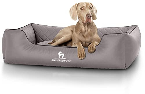 Knuffelwuff Hundebett XXL Kunstleder Hundekorb Hundesofa Hundekissen Hundekörbchen waschbar Milan, 120 x 85cm, grau