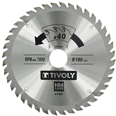 Tivoly Xt50514004183 Lame de Scie Circulaire Finition Ø 190mm, Alésage 30mm, 40 Dents Carbure, Bague de Réduction Ø20mm