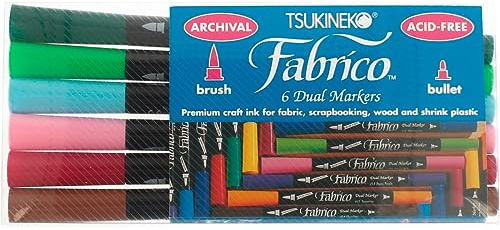 Tsukineko PF600007 Dual-Ended Fabrico Marker Color-Fast, Arboretum, 6-Piece Set