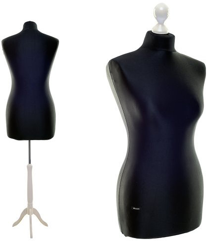LUCCESI | Schneiderpuppe | Größen S - XL (Female ♀) | Torso Size: XL (44-46) | Wechselbezug schwarz | Standfuss Weiss | Damen - Schaufensterpuppe