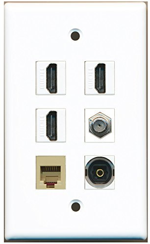 Riteav – 3 HDMI 1 cavo coassiale tv- F-Type 1 porta telefono RJ11 RJ12 beige 1 porte Toslink parete piastra