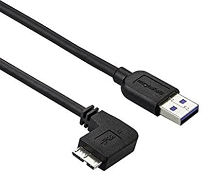 StarTech.com Câble Micro USB 3.0 slim - Cordon USB-A vers Micro-B à angle gauche de 1 m - USB 3.1 Gen 1 (5 Gb/s) - M/M (USB3AU1MLS)