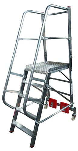 KRAUSE | Alu-Plattformleiter STABILO Vario kompakt | für Enge Gänge | Breite 820 mm | 5 Stufen