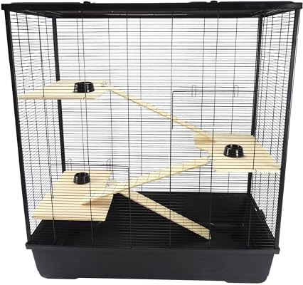 Hamster- & Rattenkäfig 100cm x 54cm x 83cm - Plaza XL Mehrstöckig schwarz | Little Friends