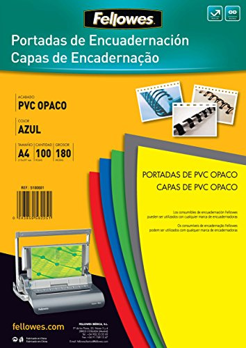 Fellowes 5100601 - Portadas para encuadernar de PVC opaco, A4, azul