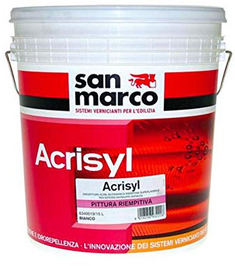 San Marco ACRISYL RIEMPITIVA Pittura per esterni riempitiva superlavabile antimuffa antialga, colore: Bianco, size: 5 lt