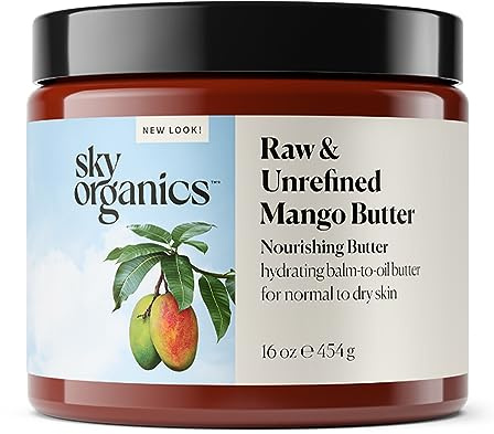 Sky Organics Mango Butter für Körper und Gesicht, 100 % roh und unraffiniert für Feuchtigkeit, Gleichgewicht und gleichmäßigen Teint 16 Oz