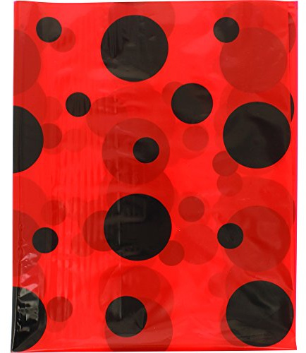 Bolsa de plástico disfraz mariquita. Paquete de 25 bolsas impresas en rojo y negro. Medidas 56 x 70. - Fixo Kids 72305