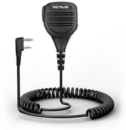 Retevis RS112 Funkgerät Lautsprecher Mikrofon IP54 Wasserdicht Kompatibel mit Retevis C64 RT24 RT21 RT27 RT22 RT1 RT81 BF-88E BF-888S Kenwood TK-3401D Walkie Talkies (1 Stück)
