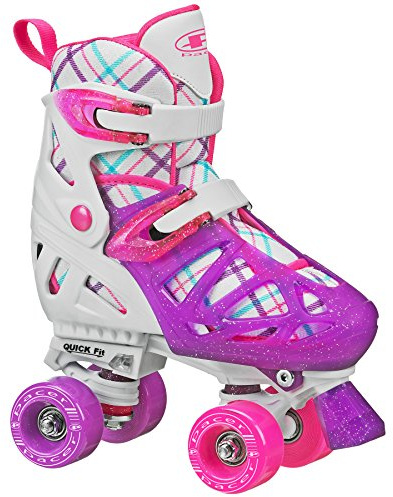 Pacer XT70 Adjustable Artistic Quad Roller Skates for Youth Children (White Medium)