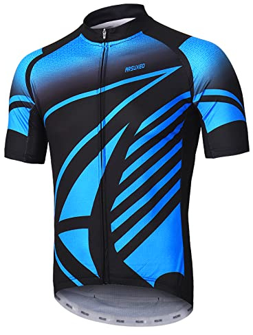 ARSUXEO Herren Radtrikot mit Kurzen äRmeln, MTB-Trikot, Helles Fahrrad-T-Shirt, Atmungsaktives Radoberteil ZY84
