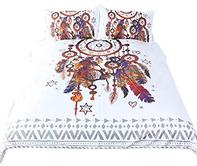 Big Dreamcatcher Farben Betten, 3 Stück Traumfänger Bettbezug Set, Boho Doona Deckel Hippie Tagesdecke Überwurf, schwarz Stil1 King