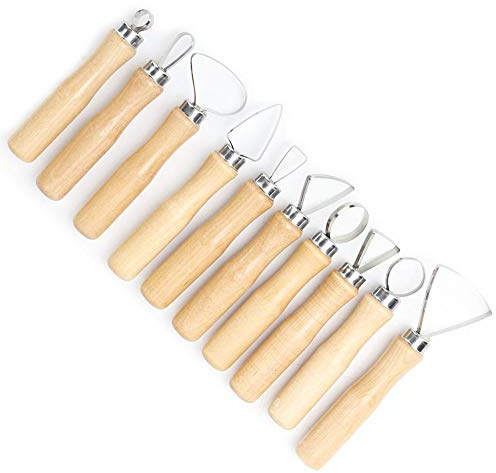 FTVOGUE 10 Unids De Madera Kit De Herramientas De Escultura De Arcilla CeráMica AlfareríA Raspador Herramientas De Escultura Modelado ConformacióN Craft Set