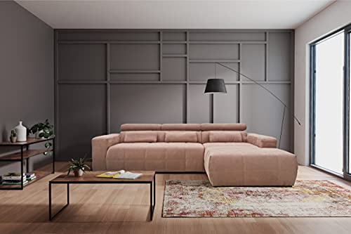DOMO. collection Ecksofa Brandon, Sofa mit Rückenfunktion in L-Form, Polsterecke, Eckgarnitur Longchair rechts 285 x 175 x 98 cm (BxTxH), flamingo (rosa)