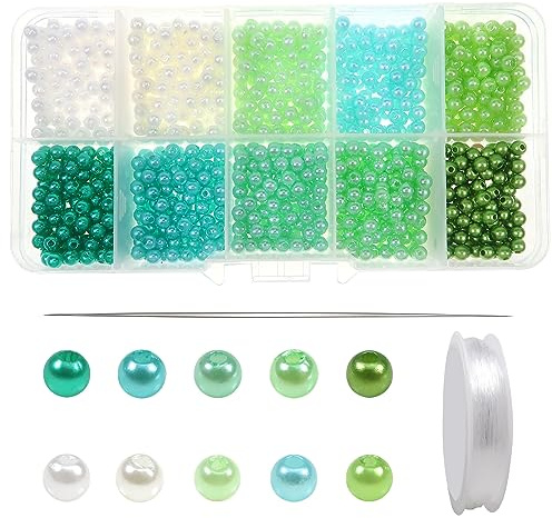 TOAOB 1000 Stück 4 mm Grün Serie Perlen zum Auffädeln Acryl mit Loch Runde