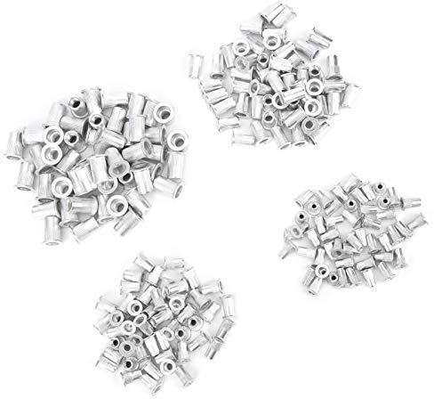 Nietmuttern, 200PCS Nietmutter Nietmutter-Sortimentskit, Aluminium-Flachkopf-Gewindeeinsatz Muttern-Vertikalkorn M3/M4/M5/M6 Kombinationsset-Beutel verpackt | Aluminium-Flachkopf-Nietmuttern für Automobilmontage und Möbelbau 200 Stück in den Größen M3 bis M6 mit Vertikalkorn