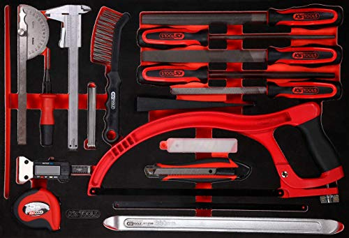 KS Tools 811.0028 Messwerkzeuge- / und Feilen-Satz in Schuamstoffeinlage, 28-tlg