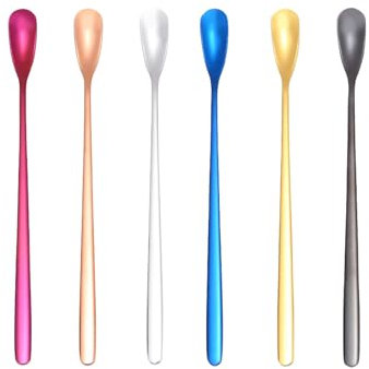 Hamans Latte Macchiato Löffel Set, Regenbogen Löffel 6-Teiliges Set, Kaffee-Rührlöffel aus Edelstahl, Löffel für Cocktails und Desserts, Spülmaschinengeeignet