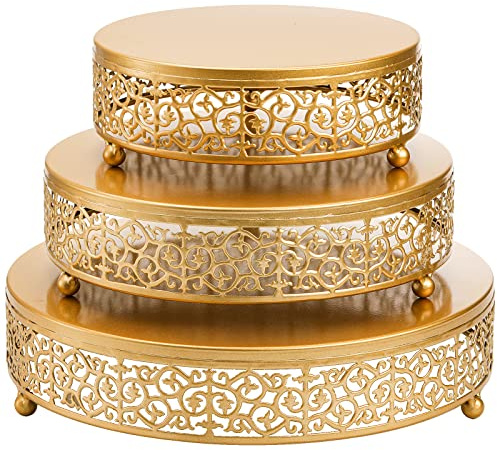 Hedume 3 Pack Cake Stands, Metal Cake Stands, Dessert Display Cupcake Stands, Cupcake Pastry Candy Display Plate for Wedding, Event, Birthday Party