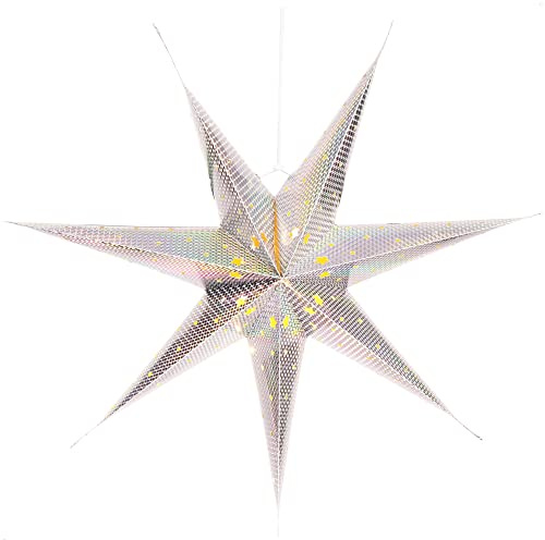 com-four® LED Deko Stern silberfarben, Weihnachtsdekoration Stern | LED-Beleuchtung zum Aufhängen - warm-weiß