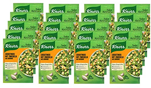 Knorr Salatkrönung Croutinos mit Zwiebeln für einen leckeren Salat ohne geschmacksverstärkende Zusatzstoffe 20x 25 g