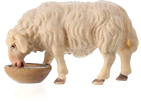 Schaf beim Trinken 10cm Mod. Original Pastore Grödnertal Holz