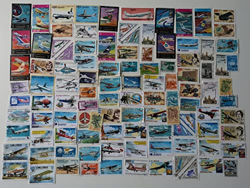Colección de sellos de aeronaves/aviones 100 diferentes - Aviones (sellos para coleccionista)
