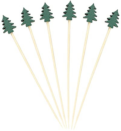 UUYYEO 100 palillos de cóctel de Navidad, palillos de dientes elegantes, pinchos decorativos, púas de fiesta de Navidad para aperitivos, bebidas, frutas, alimentos, adornar, pinchos, árbol de Navidad