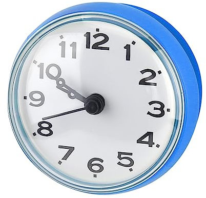 SEAFRONT Orologio da Parete Impermeabile con Grande Ventosa per Uso Interno Ed Esterno in Casa, Bagno, Patio, e Soggiorno, Tipo di Puntatore Tradizionale per la Casa (Blu)