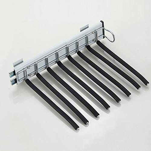 JUNNIU Schwarzer ausziehbarer Hosenständer, seitliche Montage, Schalhalter, Kleiderbügel, 9 Hosenbügel für Kleiderschrank, Edelstahl, 46 cm (Farbe: Linke Seite) Decoration