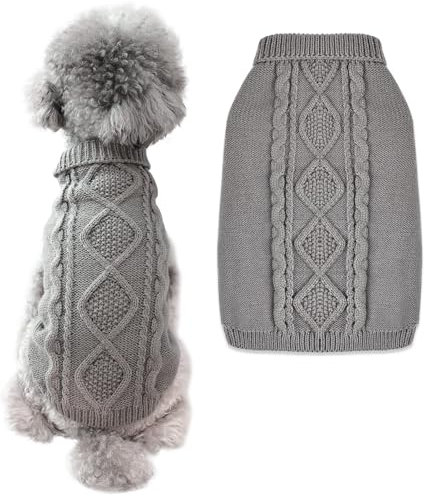 FWLWTWSS Hundepullover, Winter Warmer Hundepullover Kleine Hunde Rollkragen Strickpullover Hunde Pullover Weich Hundepulli Hundekostüm Hundebekleidung für Kleine Mittelgroße Hunde und Katzen Large
