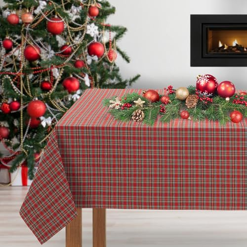 LAN&LAN - tischdecke Weihnachten, für große rechteckige Tische, weihnachtstischdecke große Karos mit DREI verschiedenen Größen zur Auswahl (Klein Bilder, 140 x 250)
