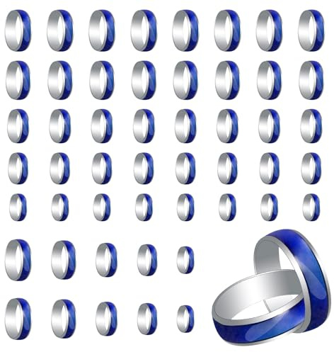 Hyuetrsa 50 PCS Mood Rings Bulk, Ensitive Mood Rings Size 6-10 Mixed Color Changing Emotion Rings for Women Men, Sensitive Mood for Jewelry Gifts Jewelry Valentines Birthday Party