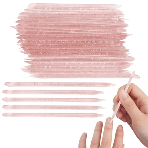 ZAMXHUG repousse cuticule - 100 pcs bâtonnets en bois orange à double extrémité pour repousser les cuticules et les cuticules - Outils de manucure et pédicure (rose)