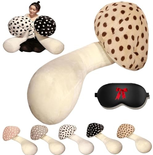 Oreiller De Corps En Forme De Champignon,Oreiller De Corps Doux Et Mignon Pour Dormeur LatéRal,Lavable,Doux Et Confortable Pour La Maison,Le Canapé Et La Chambre à Coucher (Brun, 51.2in/130cm)