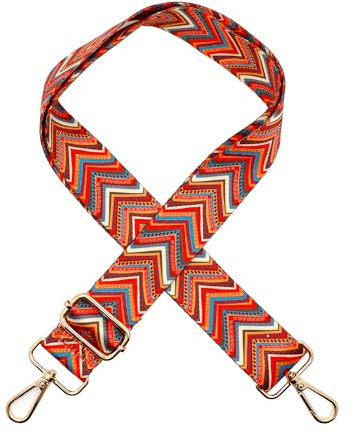 Correa para el hombro para bolsos ancha 3,8 cm, correa de bolsillo Boho ajustable 80-143 cm, correa de hombro con mosquetón para bolsos de hombro, bolsos (rojo y naranja)