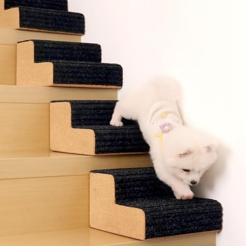 HIDODO Hunderampe für kleine Hunde, 2 Stufen, modulare Schaumstoff-Hundetreppe für jede Treppe, Hundetreppe mit strapazierfähigem Anti-Rutsch für kleine, mittelgroße und alte Hundewelpen (4 Stück)