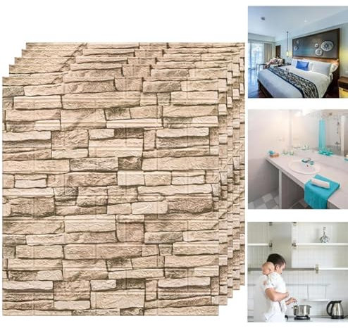 GFLCWYP Parement Mural Exterieur, Revêtement Mural Léger Portatif, Panneaux Muraux Adhesif Effet Brique, Papier Adhesif Mural Durable pour Buanderie, Facile À Nettoyer,50pcs