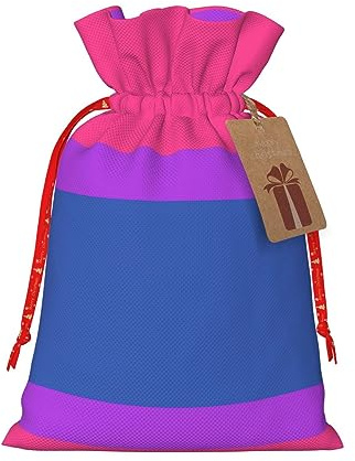 HJLUUFT Weihnachtsgeschenktüte mit Stolzflaggen-Druck, mit Kordelzug und Geschenkanhänger, Jutebeutel, Hochzeit, Weihnachten, Partygeschenk